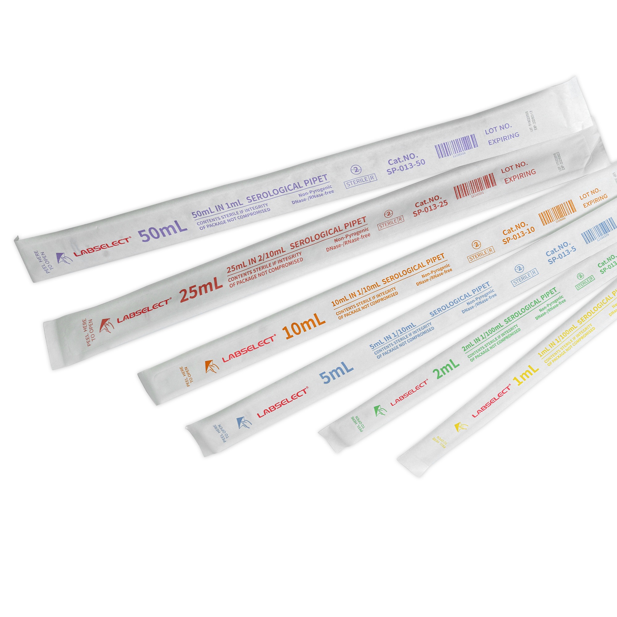 Serological pipets, paper/plastic wrapped