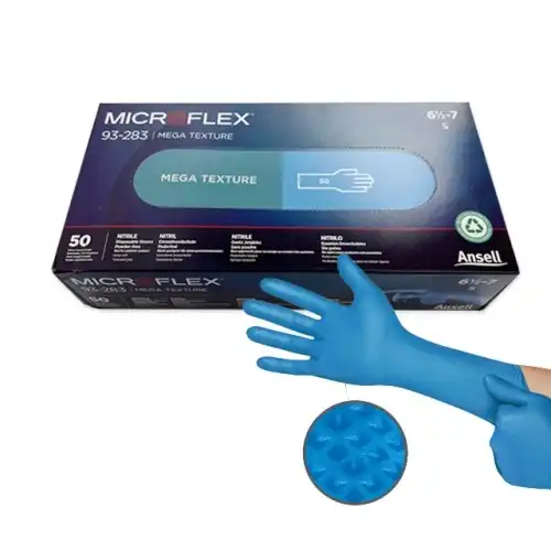MICROFLEX, 93-283, Mega Texture Blue Nitrile Glove, 메가텍스처 블루 니트릴글러브
