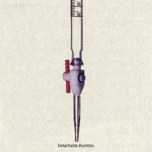 Witeg® Detachable Burettes, with Replaceable PTFE Stopcock, Class B, ISO/DIN, 25~100㎖