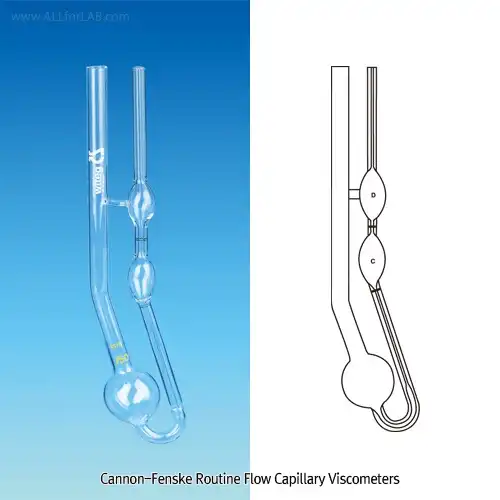 Witeg® Cannon-Fenske Routine Flow Capillary Viscometer; for Transparent, Forming & Liquids Mixture, ASTM/ISO With Individual Cerificate of Calibration, Constant Kvalue, with Ring Mark, Constant, 기본형 캐논-펜스케 점도계, 투명 액상용