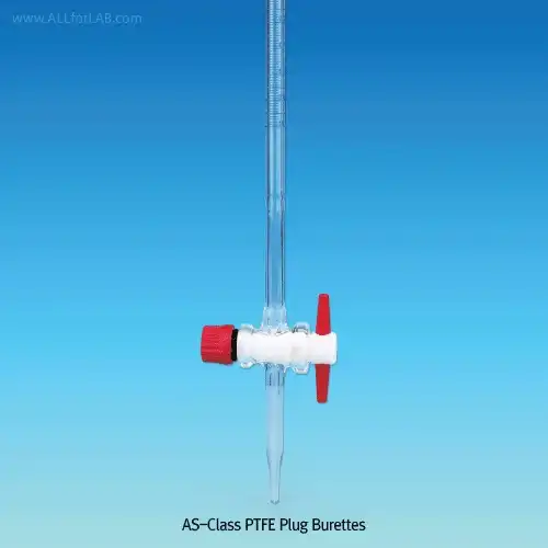 Witeg® AS-Class PTFE Plug Burette, with Conformity Certified, Blue Fine graduation With $-PTFE-plug, with Batch certificate Serial No. for Traceability, ASE PTFE Plug 뷰렛