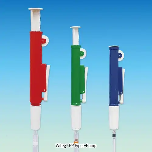 Witeg® PP Pipet-Pump "Pi.Pump", Color code, 2 ~ 25ml Made of Polypropylene(PP), -10°C+125/140°C, PP 피펫 펌프 피-펌프