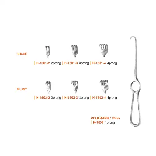 VOLKMANN - 볼크만리트렉터 1~4 Prong 20cm Sharp, Blunt