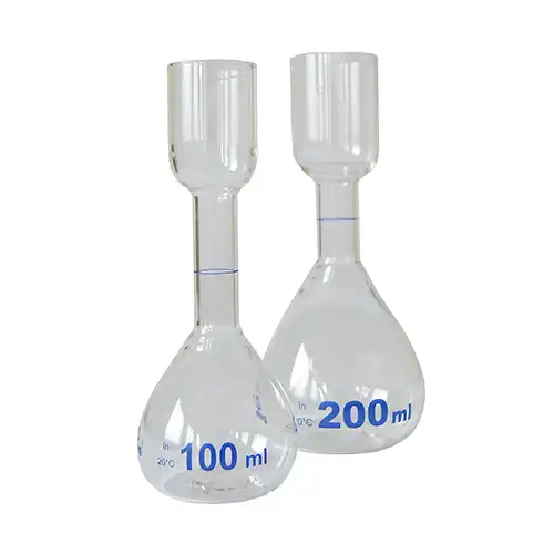 Witeg® Sugar-analysis Volumetric Flask, for Kohlrausch®, 100ml & 200ml For Sugaranalysis, Blue Graduation,  분석용 용량 플라스크